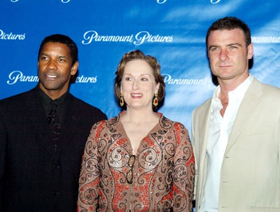 Pressetermin des Films "Manchurian Kandidat". v.l. n.r. Denzel Washington, Meryl Streep, Liev Schreiber